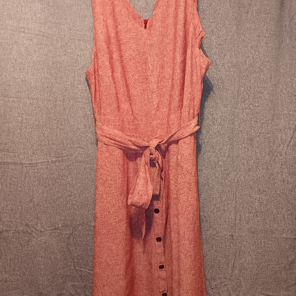 CJ Banks Red Linen Blend Dress